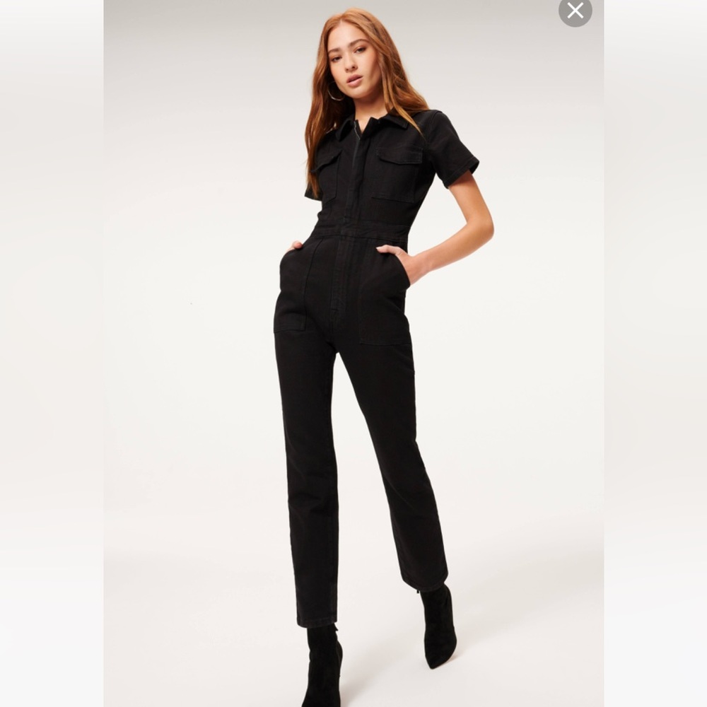 Good American Fit for success jumpsuit in faded black || xs, size 0 || NWT